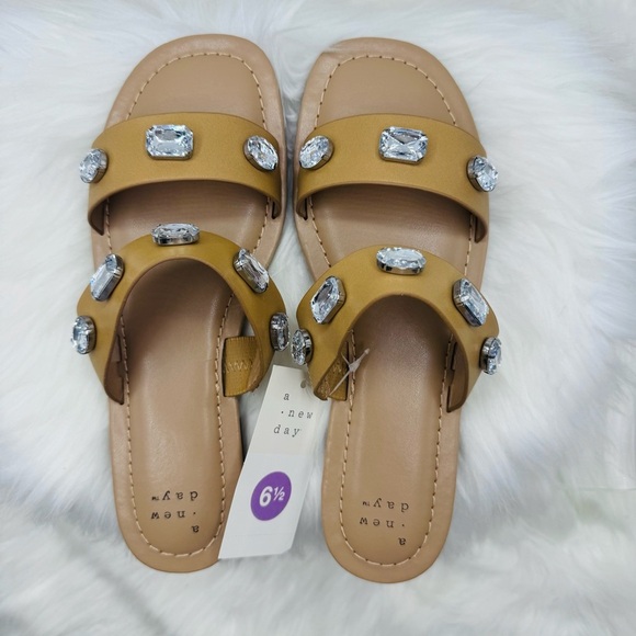 Women's A New Day Shoes A New Day Brit Two Band Embellished Sandals size 6.5 - Picture 3 of 4